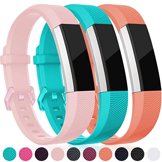 Maledan Replacement Accessories Bands (3 Pack) for Fitbit Alta and Alta HR, Classic Sport Band for Fitbit Alta HR and Fitbit Alta, Small Large Women Men