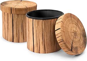 Sorbus Tree Stump Stool, Toy Storage Ottoman 15 Inch Fake Tree Stumps Log Stool Storage, Artificial Tree Trunk, Perfect Footstool Kids Toy Chest, Rustic Log Cabin Decor Bench, Pedestal (2 Pack)