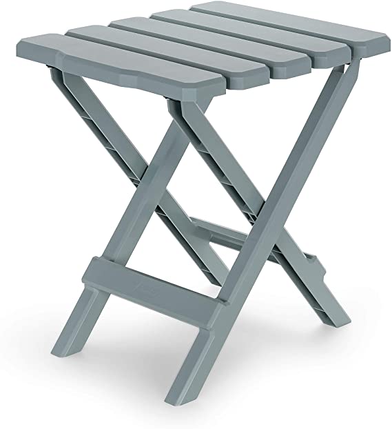 Camco Adirondack Portable Outdoor Folding Side Table - Perfect for The Beach, Camping, Picnics, Cookouts and More - Weatherproof and Rust Resistant - Gray (21032)