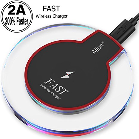 Fast Wireless charger,by Ailun,Ultra-Slim&Protable,Slip-Proof Pad,Universal for All Qi-Enabled Devices,Galaxy S7/S7Edge,S6/S6Edge/S6 Active,Note7,Note5,Nexus7/6/5/4[Crystal Clear]