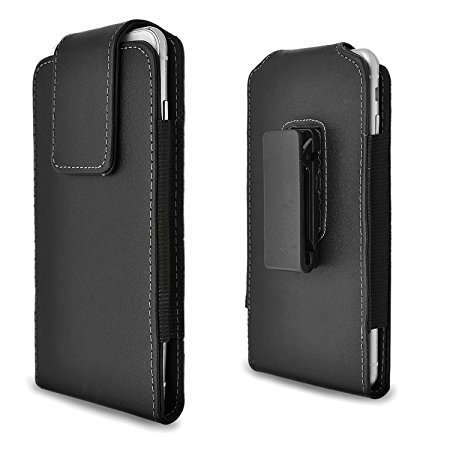 iphone 6s Plus Holster Case,Gcepls Premium Leather Pouch Sleeve Carrying Case with Belt Clip Holster for iphone 6s Plus ,Samsung Galaxy S7 Edge,Nexus 6P, LG G5,iPhone 7 Plus (Vertical Black)