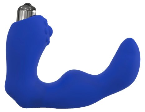 The Perfect Fit Vibrating Prostate Massager  5 Blue Mens Anal Sex Toy for P-Spot and Perineum Stimulation - Pure Silicone Anal Vibrator with Removable 1 Speed Bullet - For Maximum Pleasure
