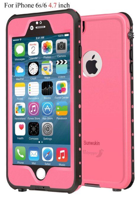 Sunwukin Best Waterproof Case for iPhone 6s6 47 Inch New Arrival Underwater Shockproof Snowproof Dirtpoof Protection Cover for 47 inches Pink
