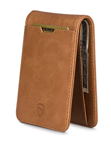 Vaultskin MANHATTAN Slim Bifold Wallet with RFID Protection for Cards and Cash – Top Quality Italian Leather - Ultra Thin Front Pocket Holder for up to 9 Cards and Bills