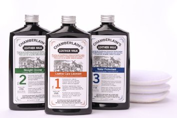 Leather Milk Leather Cleaner Conditioner and Protector SET  Liniment No 1 - Cleaner No 2 - Protectant No 3  8 oz