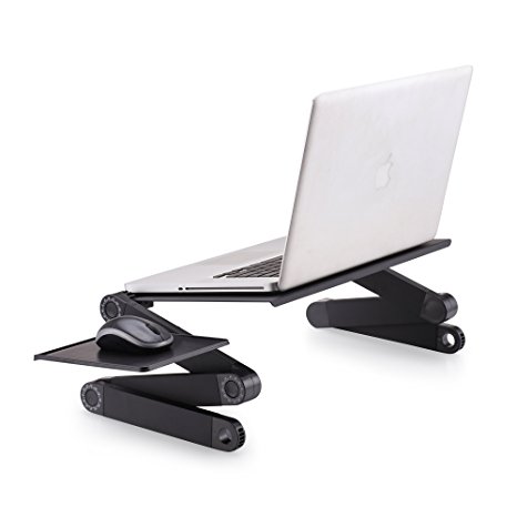 Gelinzon Portable Laptop Stand,Foldable Adjustable Light Stand For Laptop,Laptop-Table-Stand with Mouse Pad,Heat emission hole,Air Outlet (Double Fans)