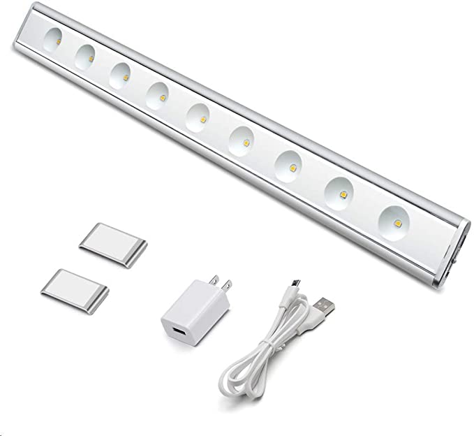 LED Under Cabinet Lighting Kit, Under Counter Kitchen Lighting Plug-in,5V LED Closet Light, Daylight White,5000K 3W, 300LM for Kitchen, Bedroom, Closet, Garage, All in Kit