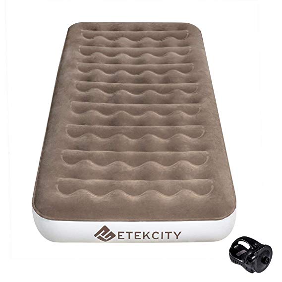 Etekcity Twin Size Blow Up Air Mattress Inflatable Elevated Raised Air Bed, Built-in Electric Pump for Guest, Camping, 2-Year Warranty, Height 18 inches