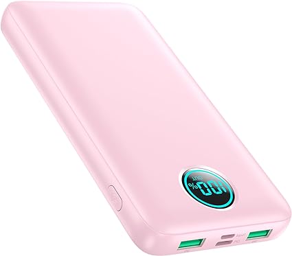 Portable Charger Power Bank 30,800mAh LCD Display Power Bank,25W PD Fast Charging  QC 4.0 Quick Phone Charging Power Bank Tri-Outputs Battery Pack Compatible with iPhone,Android etc(Pink)