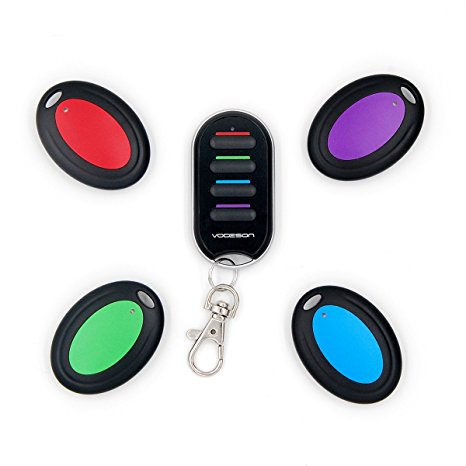 Vodeson KF04B Wireless RF Wallet Locator Key Finder, Remote Control Keychain Locator with 1 Portable Transmitter and 4 Receivers