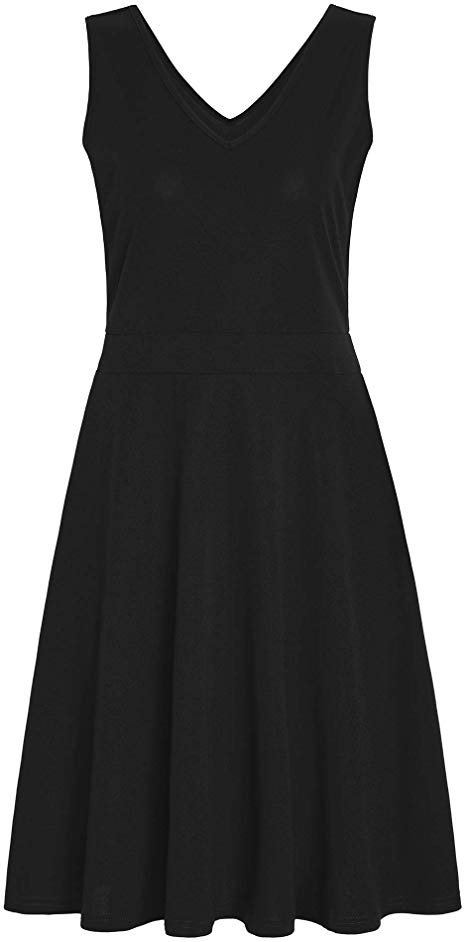 Pintage Women's V Neck Sleeveless Flare Cocktail Party Dress