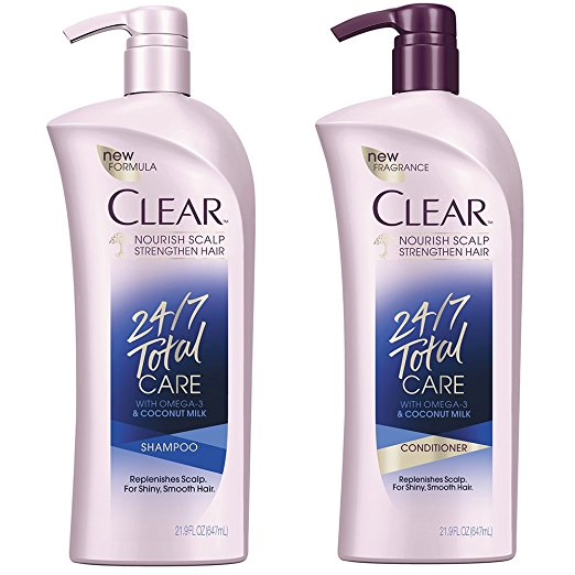 Clear 24/7 Total Care Shampoo & Conditioner 21.9 Ounce with Pump Bundle