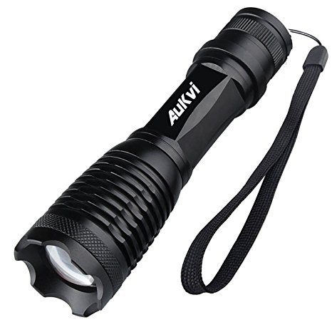 AuKvi Led Tactical Flashlight Military 5 Mode Zoomable Waterproof LED Aluminum Flashlight