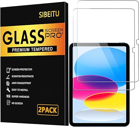 SIBEITU 2 Pack Screen Protector for iPad10th Generation 10.9 Inch (Model A2696 / A2757 / A2777), Tempered Glass Film Guard Compatible with iPad 10th Gen 2022 Released.