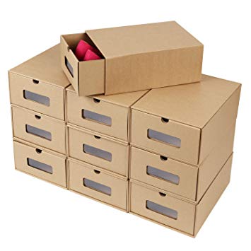 MVPOWER 10PCS Shoe Box DIY Visible Cardboard Shoe Storage Boxes for Ladies,Men