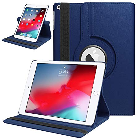 HBorna Case for iPad Air/iPad Air 2 Case 9.7 inch, Multiple Angles Stand PU Leather Full Body Protective Cover with Auto Sleep Wake for Apple iPad 2017/2018 9.7" - Navy Blue