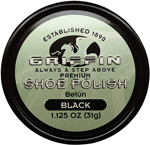 GRIFFIN Leather Shoe Polish Black 1.125oz Made in The USA Shoe Shine, Polish, Restore