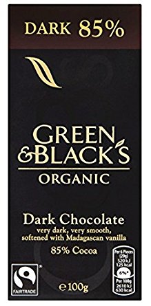 Green & Black's Organic 85% Dark Chocolate Bar, 100g (Pack of 15)