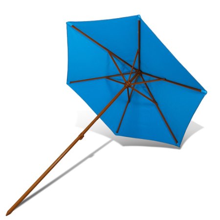 Outdoor Patio & Beach Premium High-Quality Umbrella 6.5ft Certified by Skin Cancer Foundation UV Protection UPF 50  Reinforced with Metal Ribs for Windier Days (Light Blue) by JGR Copa