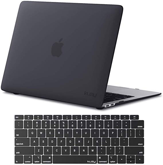Kuzy - MacBook Air 13 inch Case 2019 2018 Release A1932 with Keyboard Cover for 13 inch MacBook Air Case with Retina Display and Touch ID - Black
