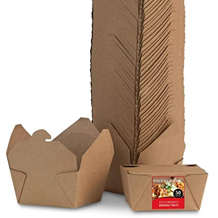 Take Out Food Containers Microwaveable Kraft Brown Take Out Boxes 30 oz (50 Pack) Leak and Grease Resistant Food Containers - Recyclable Lunch Box - To Go Containers for Restaurant, Catering and Party