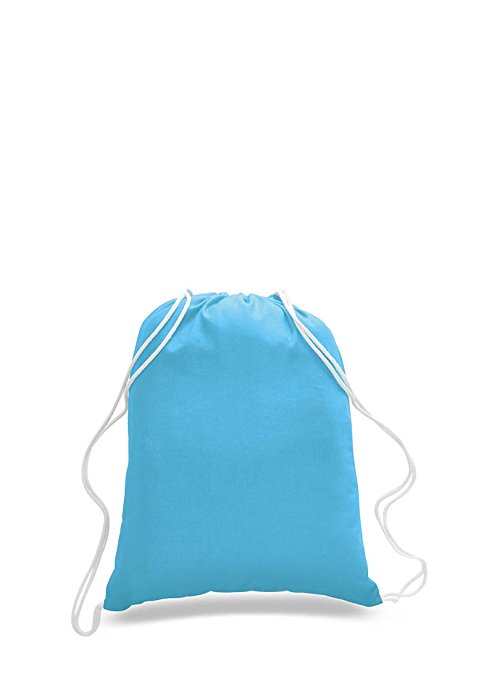 Pack of 2 - Eco-Friendly Reusable Drawstring Bag Economical 6 oz. Cotton Canvas Drawstring Bag Cinch bags size 14"W x 18"H in Turquoise color - CarryGreen Bag
