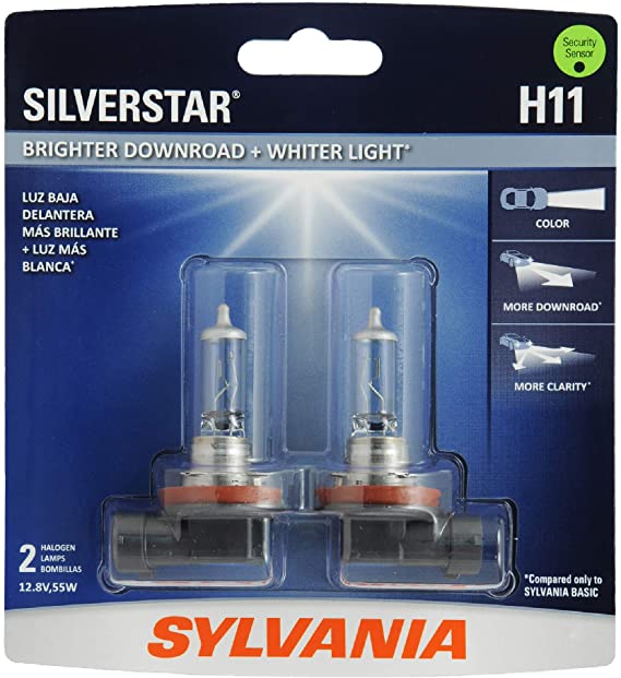 SYLVANIA H11 SilverStar High Performance Halogen Headlight Bulb, (Contains 2 Bulbs)