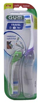 Gum Toothbrush Travel 2 Pack Folding Soft (6 Pieces)