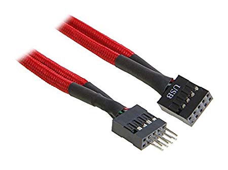 BitFenix 30cm Internal USB Extension Cable - Sleeved Red/Black