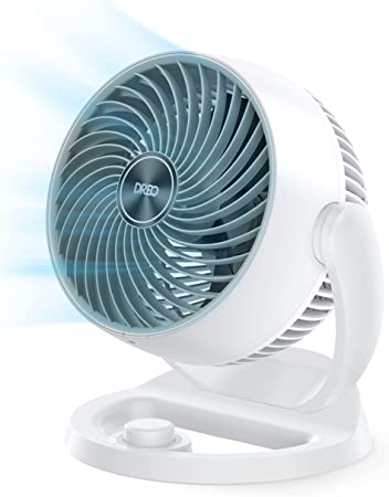 Dreo Desk Fan for Bedroom, Whole Room Air Circulator Fan, 70ft Strong Airflow, 120° adjustable tilt, 28db Low Noise, Quiet, 3 Speeds, 9" Portable Table Fan for Office, Kitchen, Home