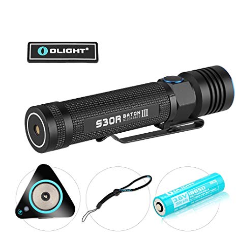 Olight S30R III 1050 Lumens Cree LED Rechargeable Flashlight Searchlight EDC Pocket Light and Charging Dock with Olight Patch