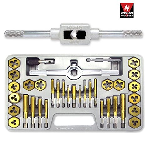 Neiko 40-Piece Titanium Coated Tap & Hexagon Die Set - Metric