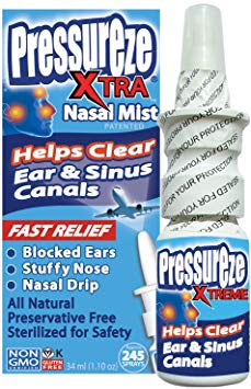 Pressureze 'Xtra' Nasal Spray - 34 ml - Fast, Natural Relief from Sinus & Ear Pressure Symptoms, Congestion, Stuffy Nose, Blocked Ears, Nasal Drip