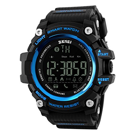 Bounabay Men's Multifunctional Digital Sport Watch with Bluetooth Pedometer, 5ATM waterproof