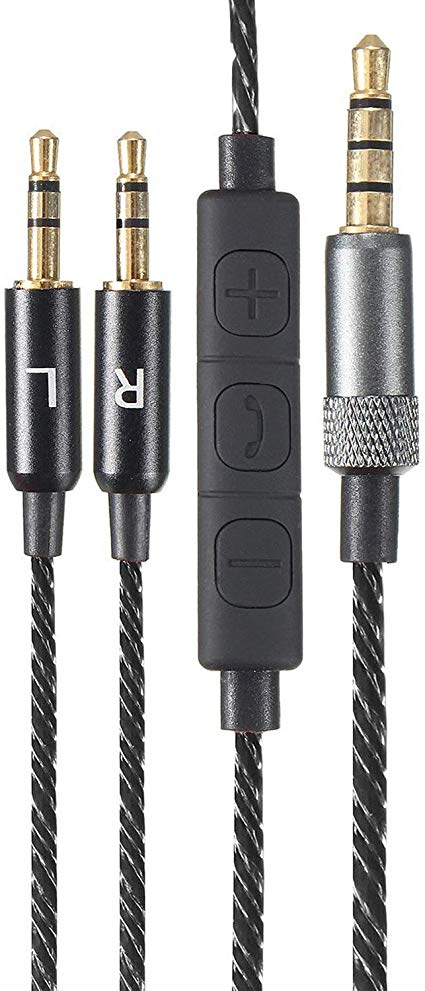 Replacement Cable Cord for Sol Republic Master Tracks HD/Tracks HD2/Sol Republic V8/Sol Republic V10/Sol Republic 12/Sol Republic X3 (Remote Volume & Microphone Cable -Black)