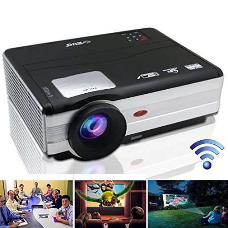 EUG 1080p Wireless Video Projector 3000 Lumens 1024x768 Hd Home Theater Multimedia Digital LCD Projector Hdmi USB VGA Tv Built-in Android System with Wifi