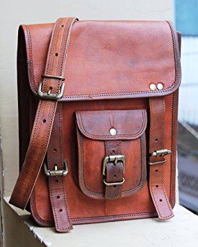 SKH Leather 11" Mens Leather Satchel Vintage Leather Messenger Bag Shoulder Bag for I Pad