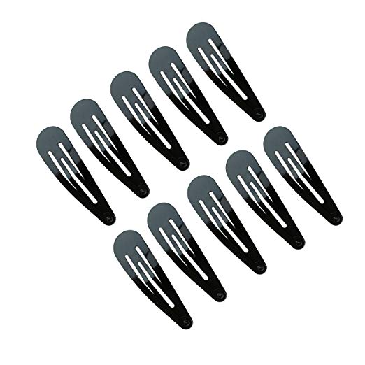 Kitsch Pro Snap Hair Clips, Hair Barrettes for Women, 10 Pack of Snap Clips, (Black)