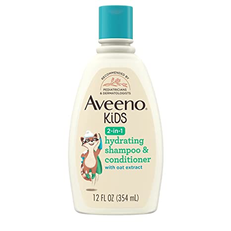 Aveeno Kids 2-in-1 Hydrating Shampoo & Conditioner, Gently Cleanses, Conditions & Detangles Kids Hair, Formulated with Oat Extract, for Sensitive Skin & Scalp, Hypoallergenic, 12 fl. Oz (354ml)