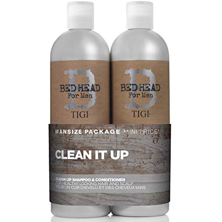 TIGI Bed Head B for Men Clean Up Kit for Men - 2 Pc Kit Shampoo, Conditioner, 25.36 ounces