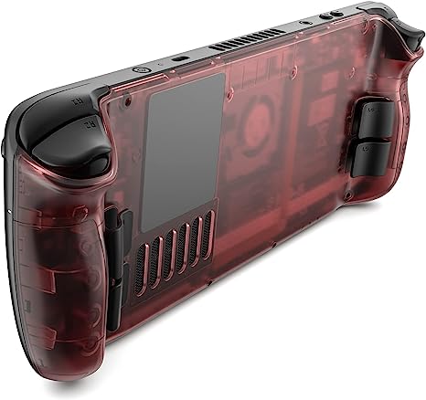 JSAUX Transparent Back Plate Compatible for Steam Deck, DIY Clear Edition Replacement Shell Case Set Compatible with Steam Deck, Buttons with Three Different Heights and Feel - PC0106 [Red]