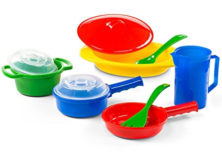 Kidzlane Toy Pots and Pans Kitchen Accessories, Durable and Safe Pretend Play Cookware for Toddler Kids