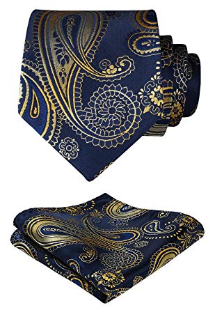 HISDERN Paisley Tie Handkerchief Woven Classic Men's Necktie & Pocket Square Set