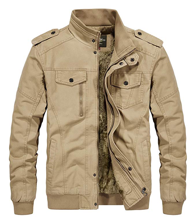 RongYue Men's Winter Cotton Military Jacket Thicken Fleece Parka Outwear Coats