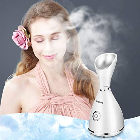 Bromose Nano Ionic Facial Steamer Spa Moisturizing Salon Skin Care Pores Cleanse Hot Mist Face Sprayer -with Timer and Extract Blackheads