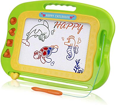 Flanney Large Magnetic Doodle Pad Drawing Board for Kids Toddlers Erasable Magnet Board Sketch Drawing Pad Children's Educational Learning Toy with 4 Stamps