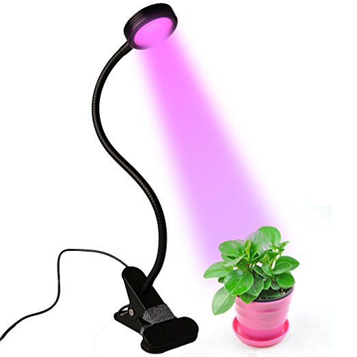 SIEGES Grow Light Adjustable 3 Level Red & Blue Light Dimmable Adjustable Clip Desk Grow Lamp Flexible Gooseneck 360 Degree for Indoor Plants Hydroponic Garden Greenhouse and Office (8W)