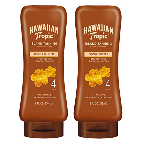 Hawaiian Tropic SPF 4 Sunscreen, Protective Dark Tannning Sunscreen Lotion 8 Ounces Twin Pack