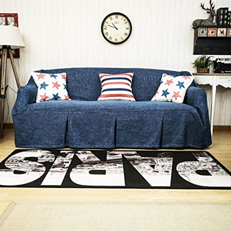 KARUILU home 1 Piece Heavy Fabric Sofa Furniture Cover Throw with Pins (83"138", Ink Blue)