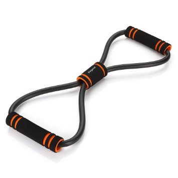 Exercise Band Aegend Figure 8 Workout Training Resistance Exercise Bands Loop with Handles Medium Black